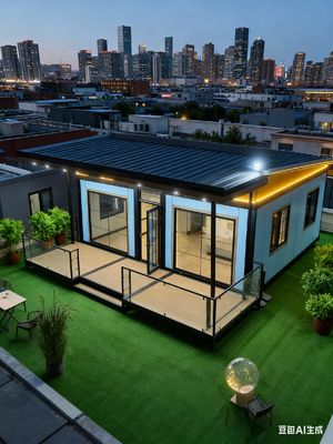 خرید Expandable Container House with 100mm Thick Wall 5.5 Tons Net Weight and L-shaped Cabinet تولید آنلاین