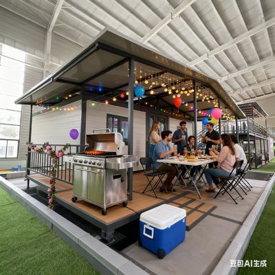 220 ولت ولتاژ قابل گسترش دو بال 20ft خانه کانتینر با یک 32 محافظت از نشت و قطب فولاد خم کردن قطعات 2.0mm