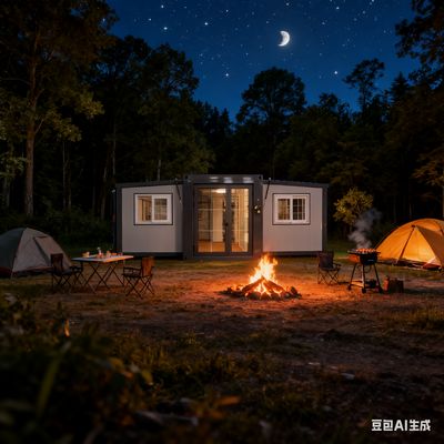 کانتینر 20 فوتی تاشو با پانل ساندویچی 50 میلی‌متری/75 میلی‌متری به مساحت 37 متر مربع با سیستم لوله‌کشی لوله‌های PVC/PPR