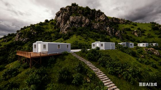 خانه 40 فوت قابل گسترش با مساحت کف 72 متر مربع پنل چوبی PVC داخلی پایان و تمیز کردن خشک و خیس حمام