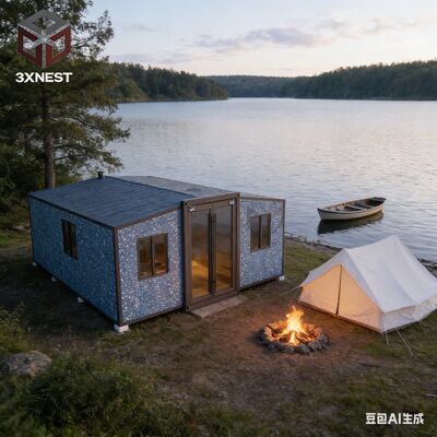 خانه کانتینری قابل گسترش 40ft با ابعاد L11800 W6060 H2480mm ، عایق فوم پلی اورتان و حمام جدا کننده خیس و خیس