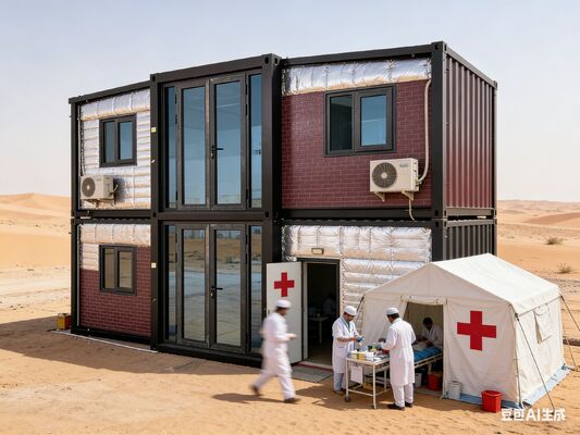 کانتینر تاشوی 20 فوتی با ابعاد گسترده 5900*6300*2480 میلی‌متر و چیدمان پنجره‌های قابل تنظیم، دارای پنل‌های ساندویچی EPS 75 میلی‌متری